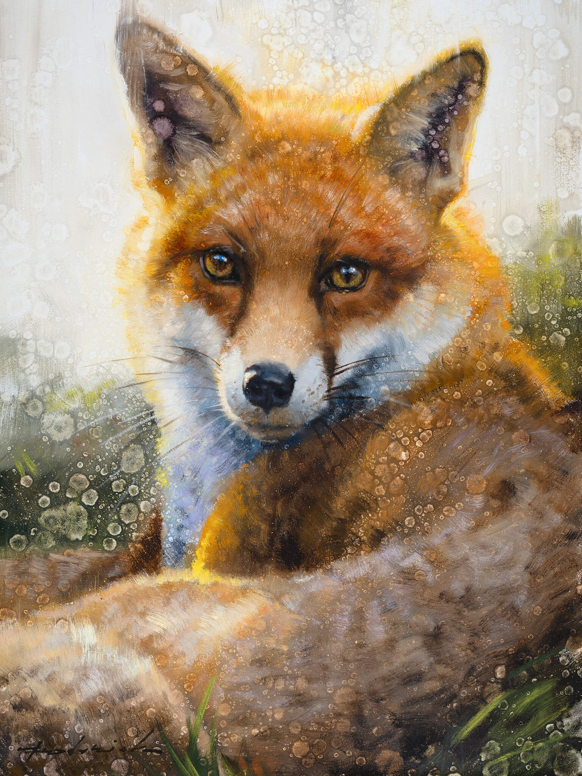 sunny fox portrait painting by David Riley