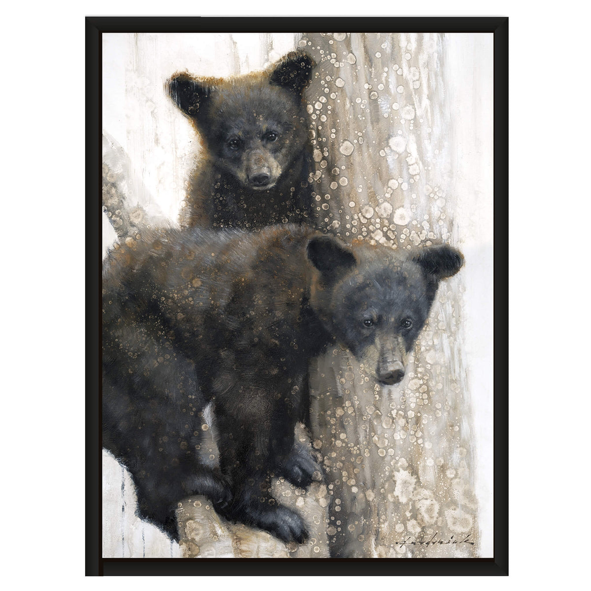 Two Bear Cubs Painting by David Riley