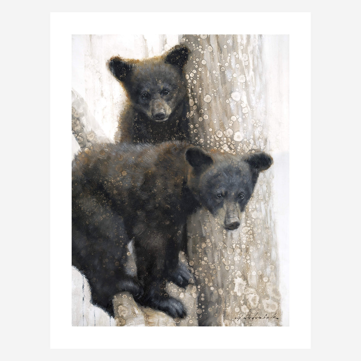 Two Bear Cubs Painting by David Riley