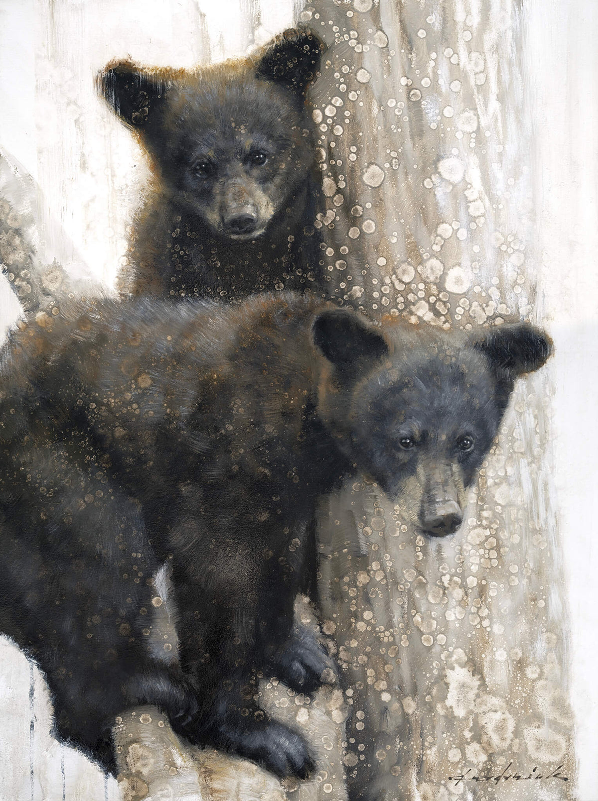 Two Bear Cubs Painting by David Riley