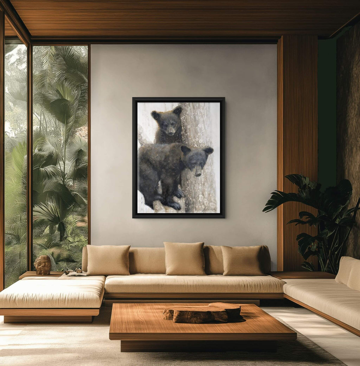 Two Bear Cubs Painting by David Riley