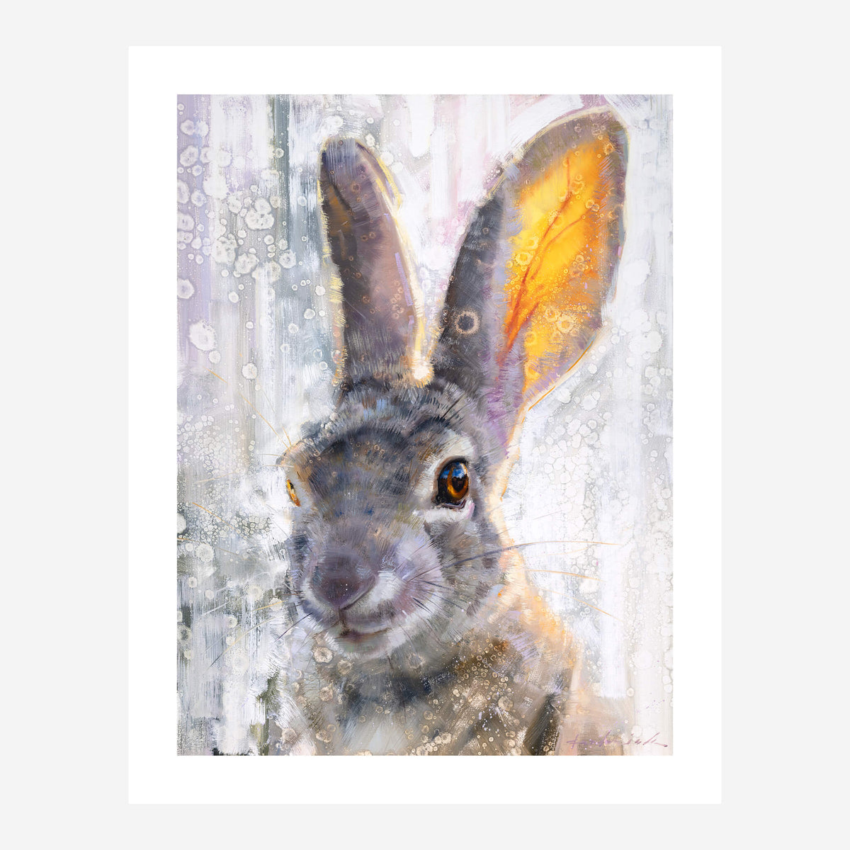 Gray rabbit painting by David Riley